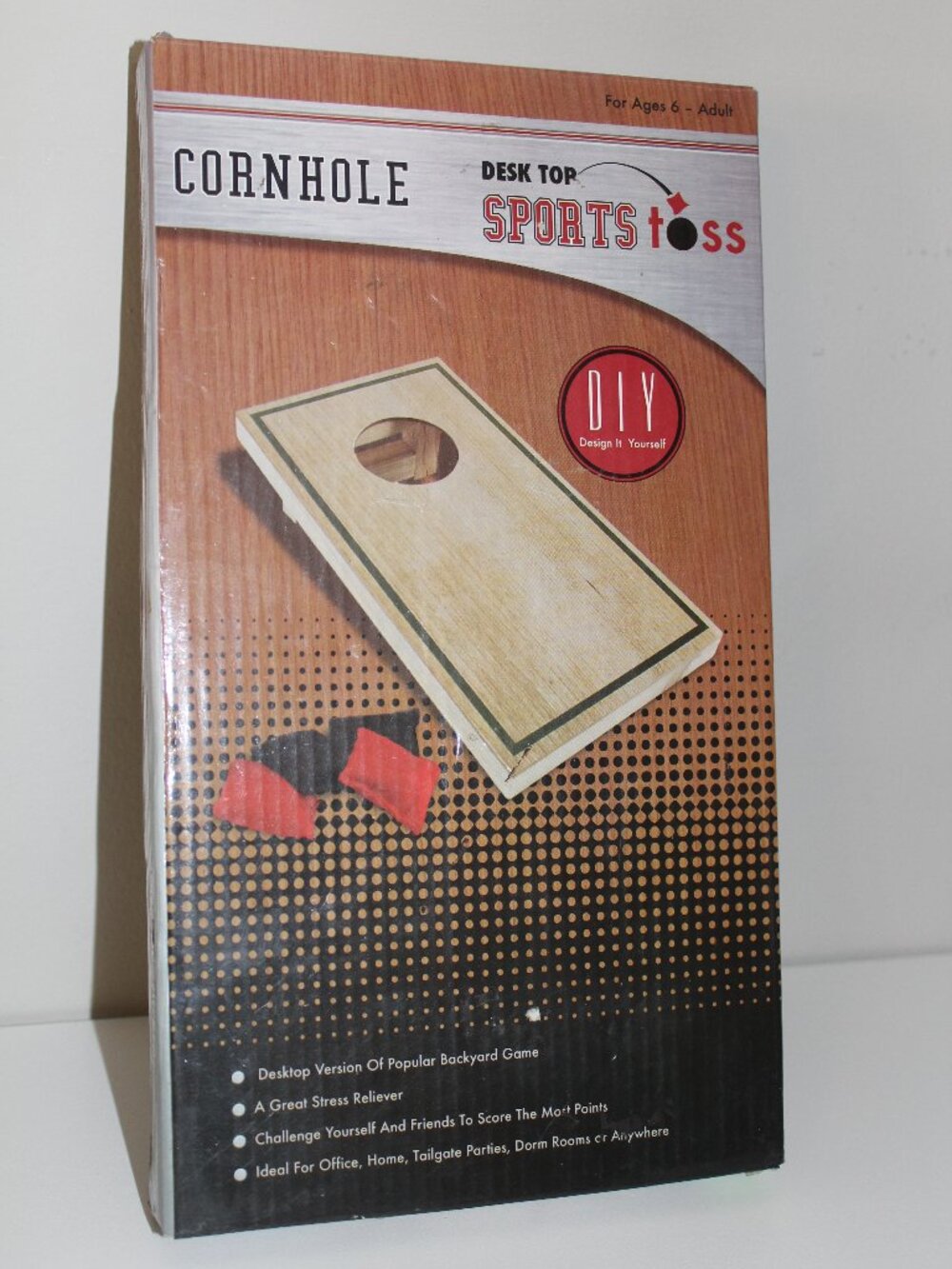 Small Cornhole Mini Toss Game 6 Bean Bags Wood Novelty Office Gift Desktop RP